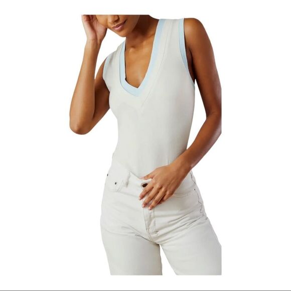 NWT Free People Intimately Cozy Girls Tank Bodysuit Ivory - Picture 1 of 10